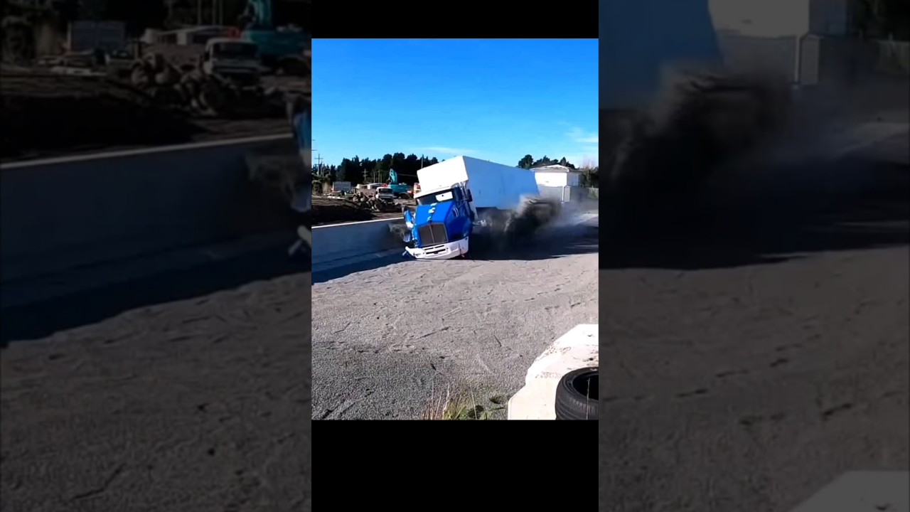 #Crash test truck vs road barrier