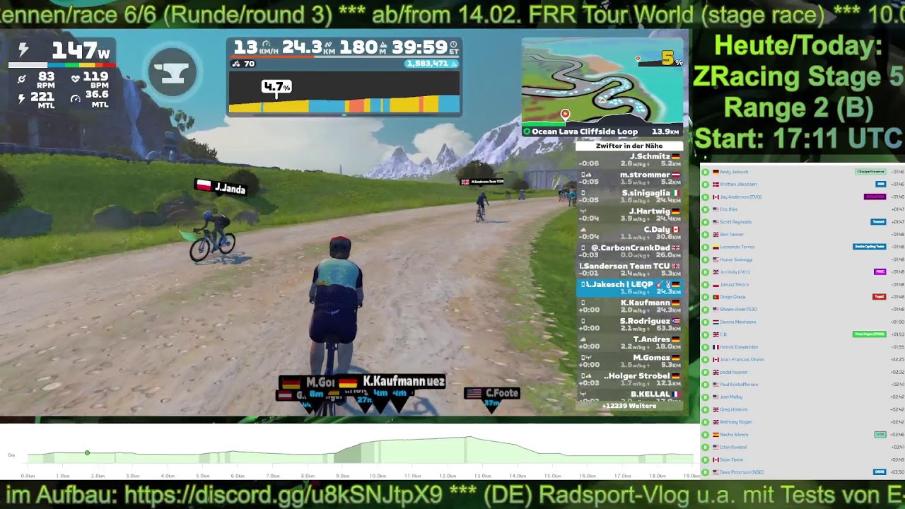 Zwift: ZRacing Tour de Zwift Stage 5 (Range 2 - pen B) - live @andyjakeschvlog