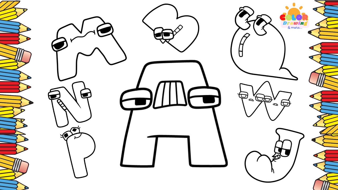 Lore Alphabet (A - Z) -Coloring Book .| Alphabet Lore Coloring Page.