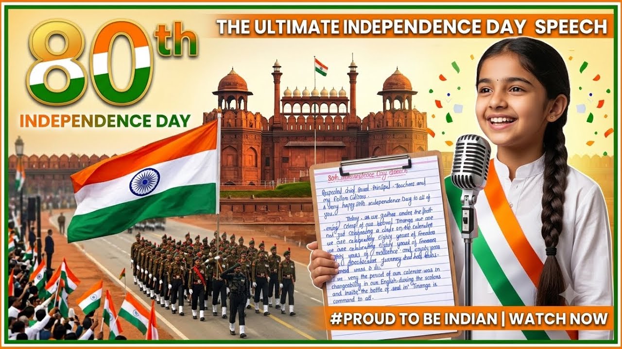 80th independence day speech in english/ independence day speech for kids/2026  15 august speech 