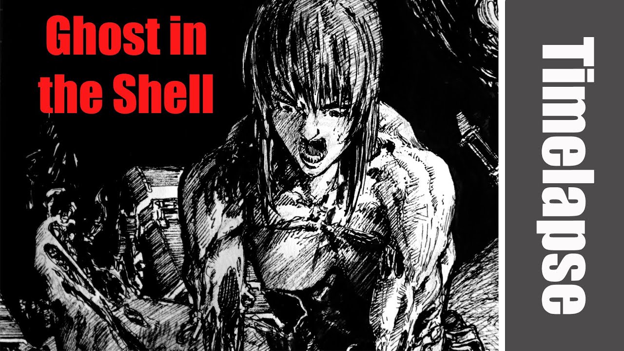 Drawing Ghost In The Shell (Motoko Kusanagi) - Timelapse | Red Hawk