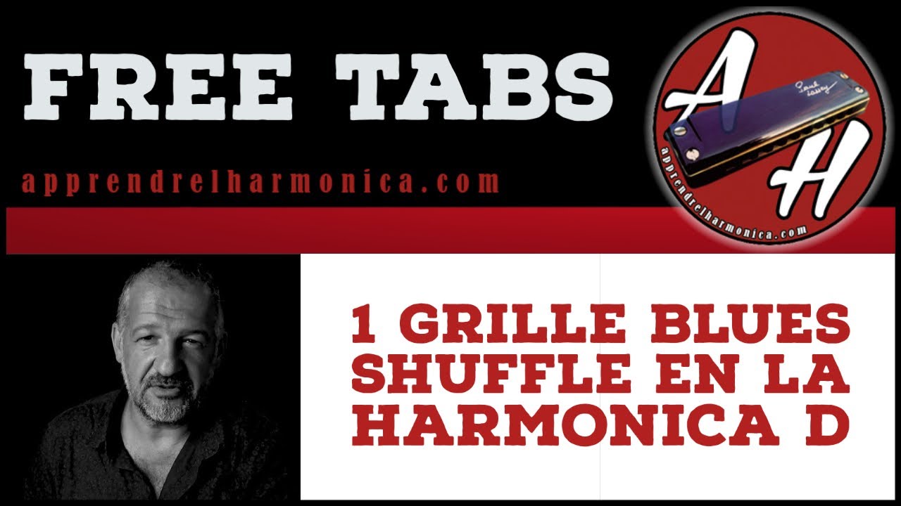Une grille de Shuffle en La - Harmonica D