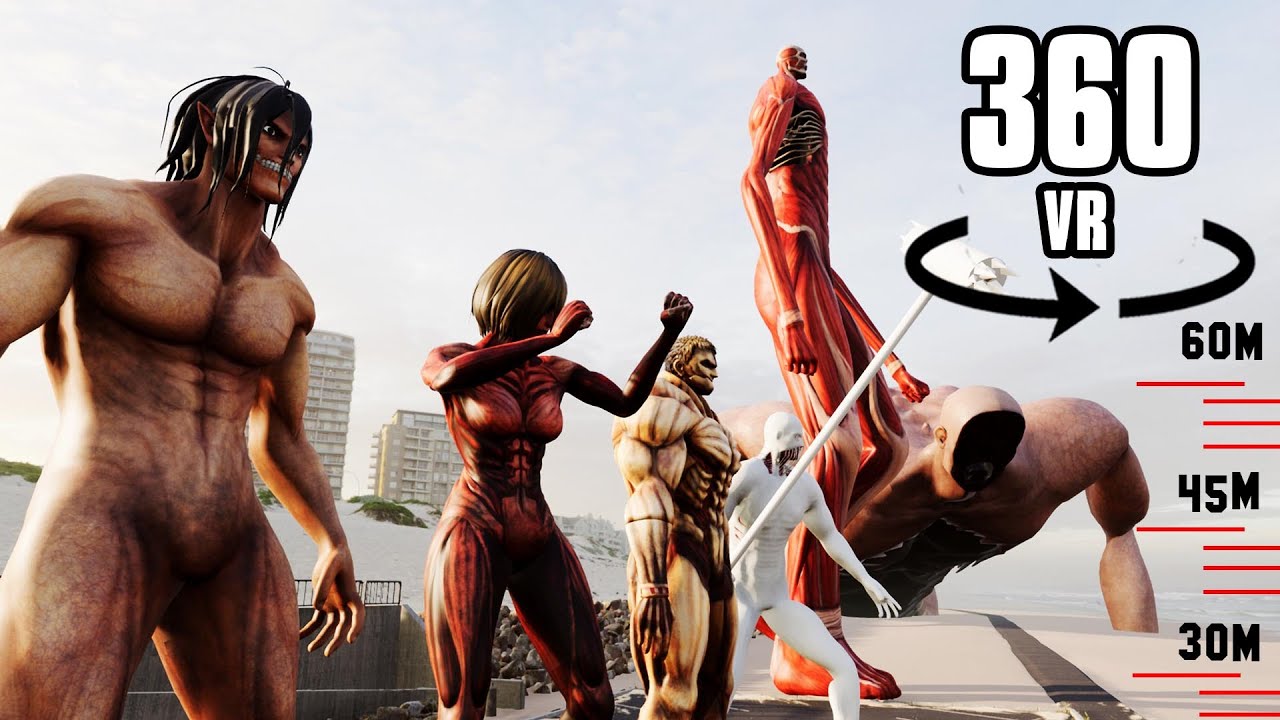 360&deg; 3D Attack On Titan Size Comparison (Anime)