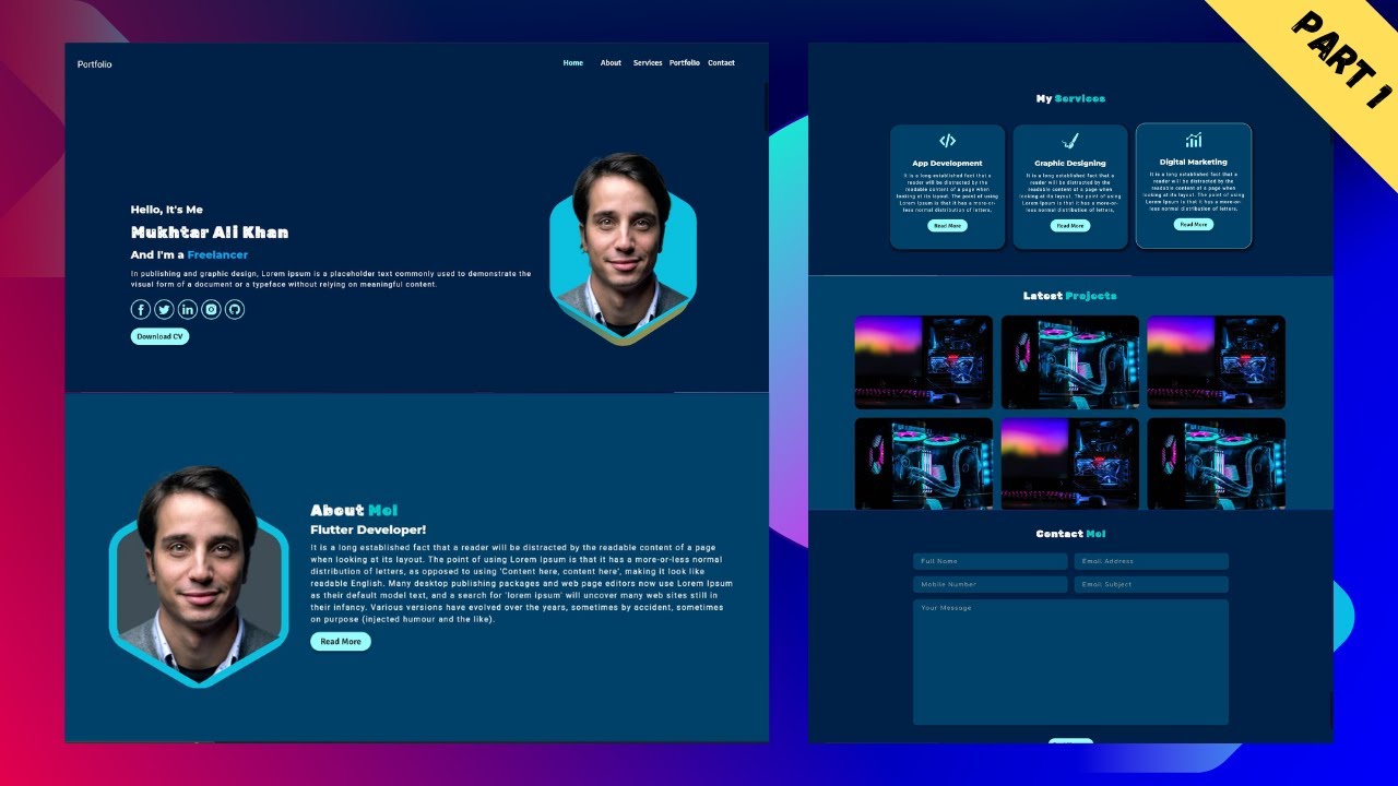 Personal Portfolio Website Design in Flutter | Rsponsive Website in Flutter | Flutter Web (Part 1)