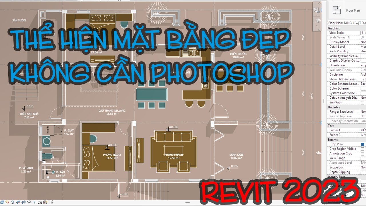 Cách thể hiện mặt bằng theo style đẹp trong Revit 2023
