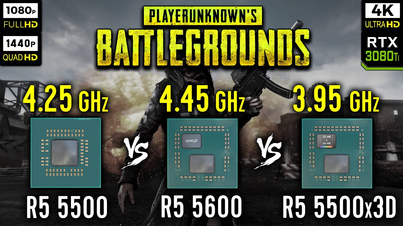 Ryzen 5 5500 vs Ryzen 5 5600 vs Ryzen 5 5500x3D in PUBG: Battlegrounds | RTX 3080 Ti