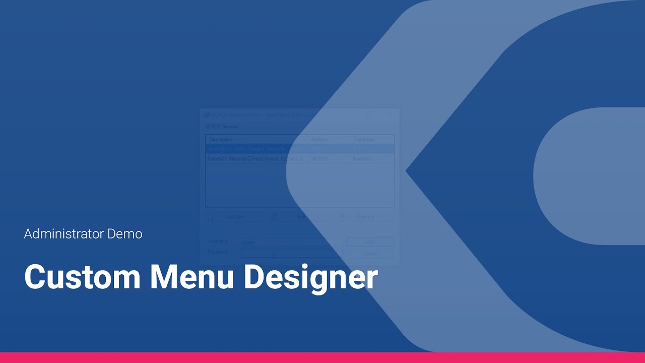 Administrator Demo - Custom Menu Designer