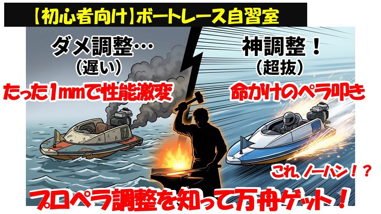 【初心者向け】【プロペラ調整を完全解説】プロペラを見れば「選手の特徴」と「そのレースの展開」が分かる。出足型・伸び型の見極め方と「ノーハンマー」の真実。　えいすマンのボートレース自習室#14