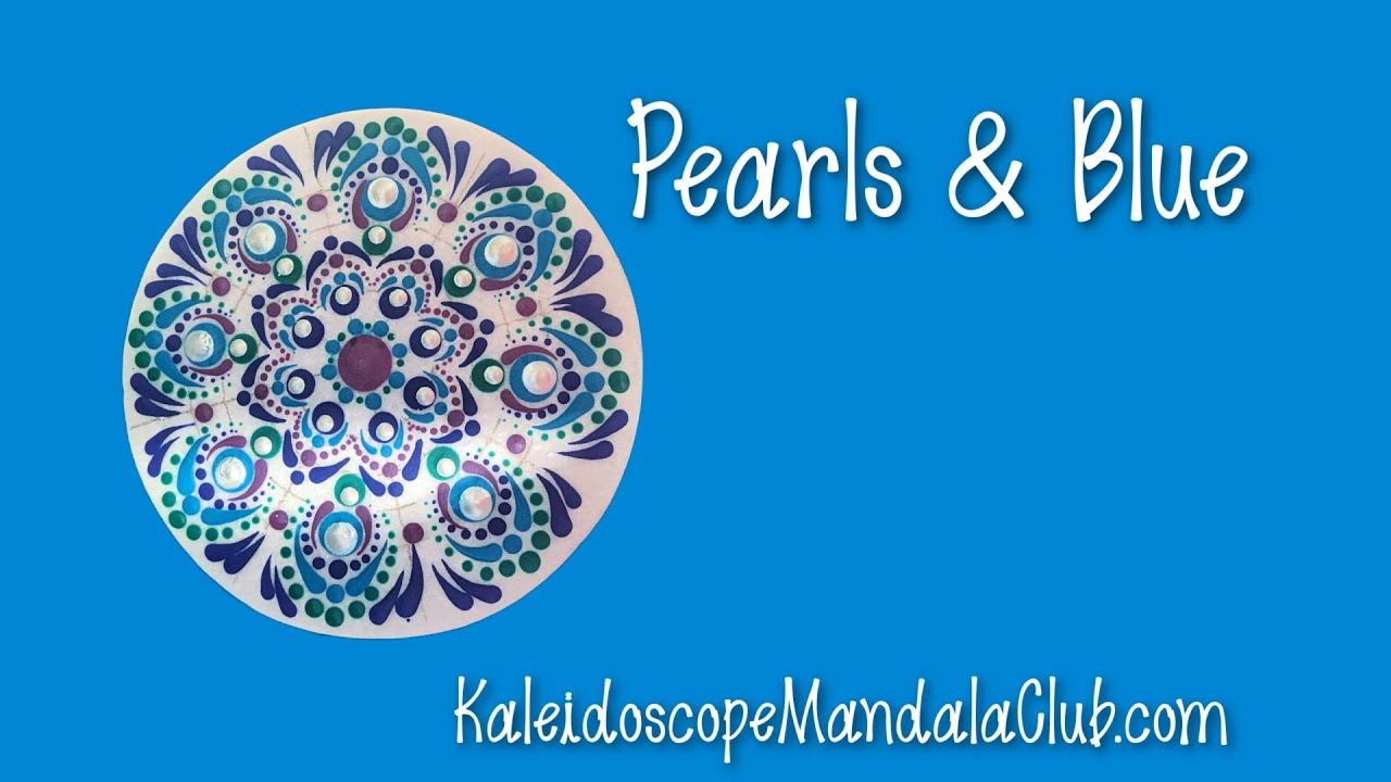 Pearls and Blue Dot Mandala  Step by Step  on Santorini Stone