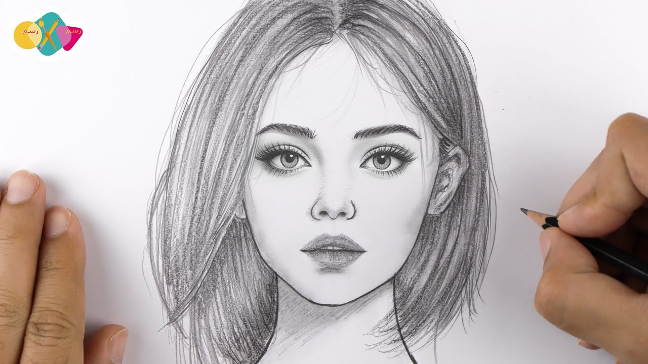 رسم وجه فتاة بالرصاص للمبتدئين سهل جدا | تعليم الرسم بالرصاص | كيف ترسم وجه انسان بالرصاص خطوة بخطوة