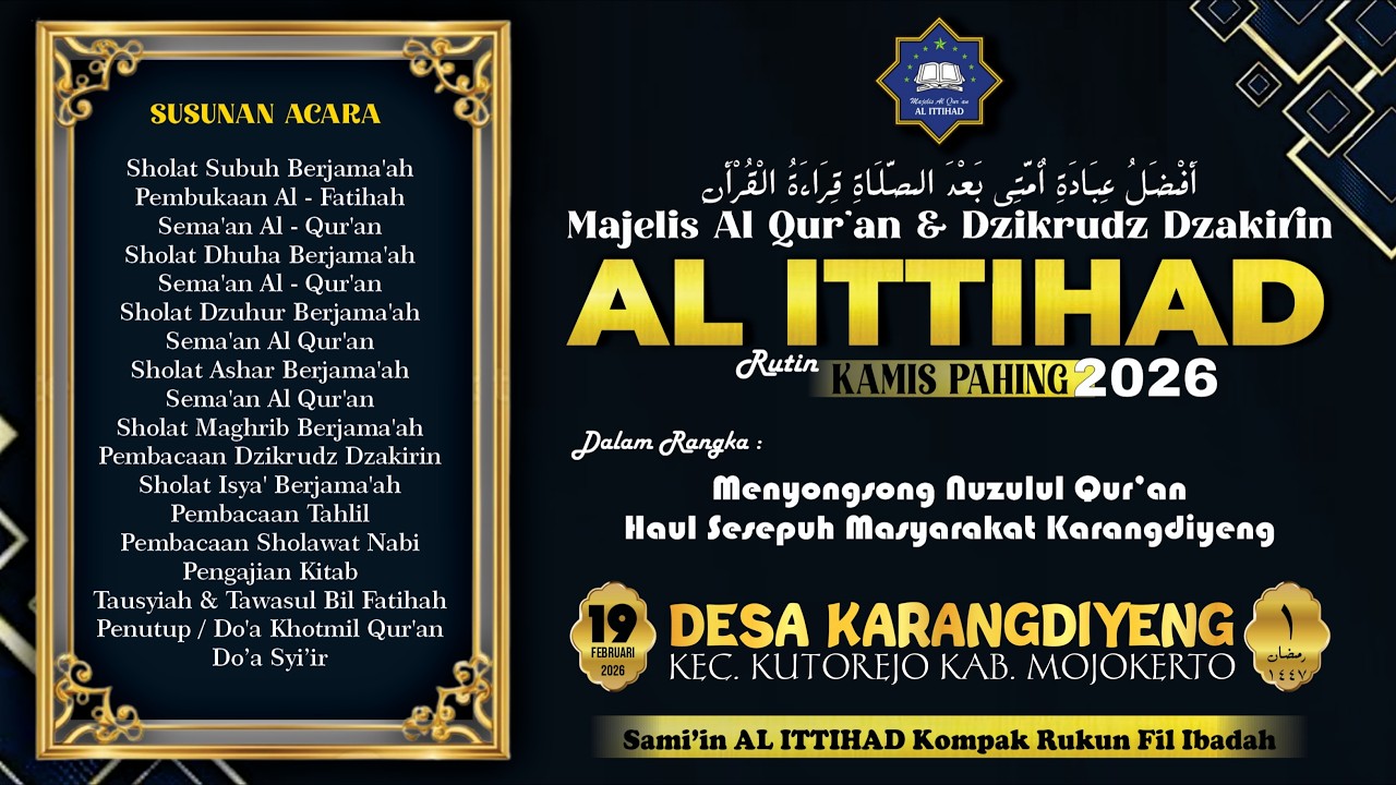🔴LIVE-Majelis Al Qur'an & Dzikrudz Dzakirin 