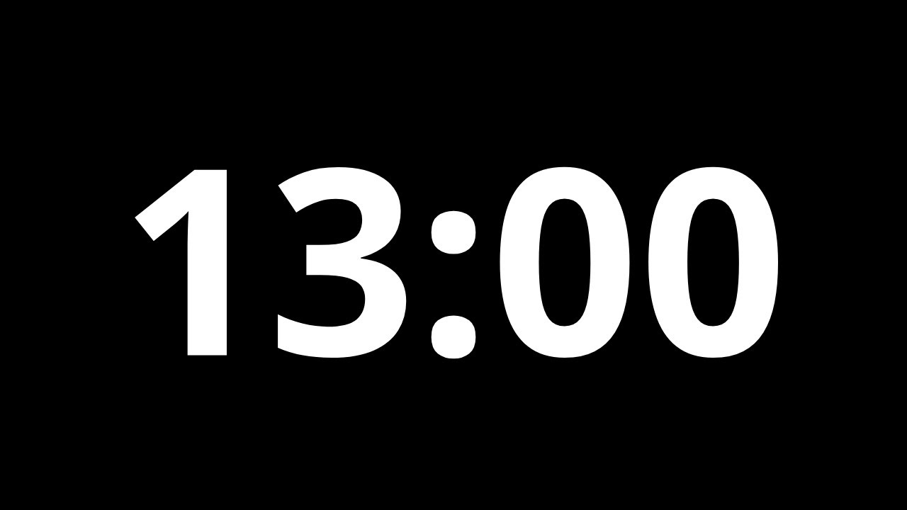 13 Minutes Timer With Black Background | No Music