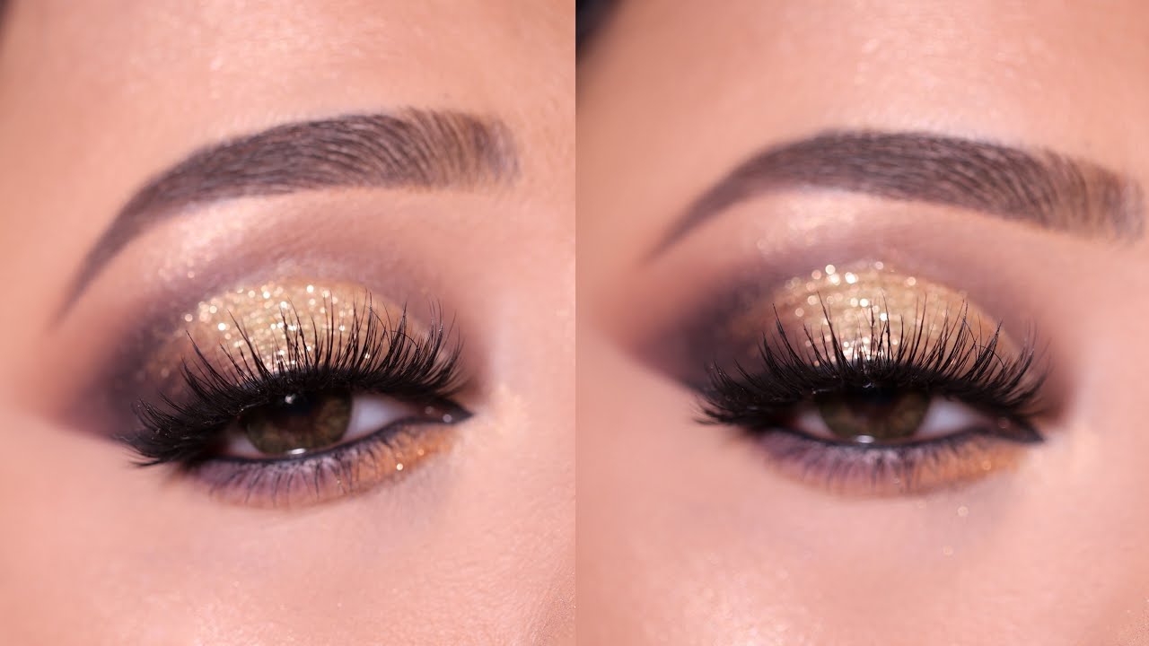 Very Simple BROWN Glitter Cut Crease Eye Makeup Tutorial || Shilpa