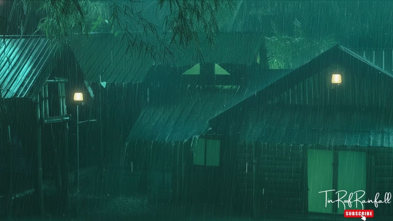 All Night Rainstorm for Deep Sleep | Thunder & Heavy Rain on Old Tin Roof