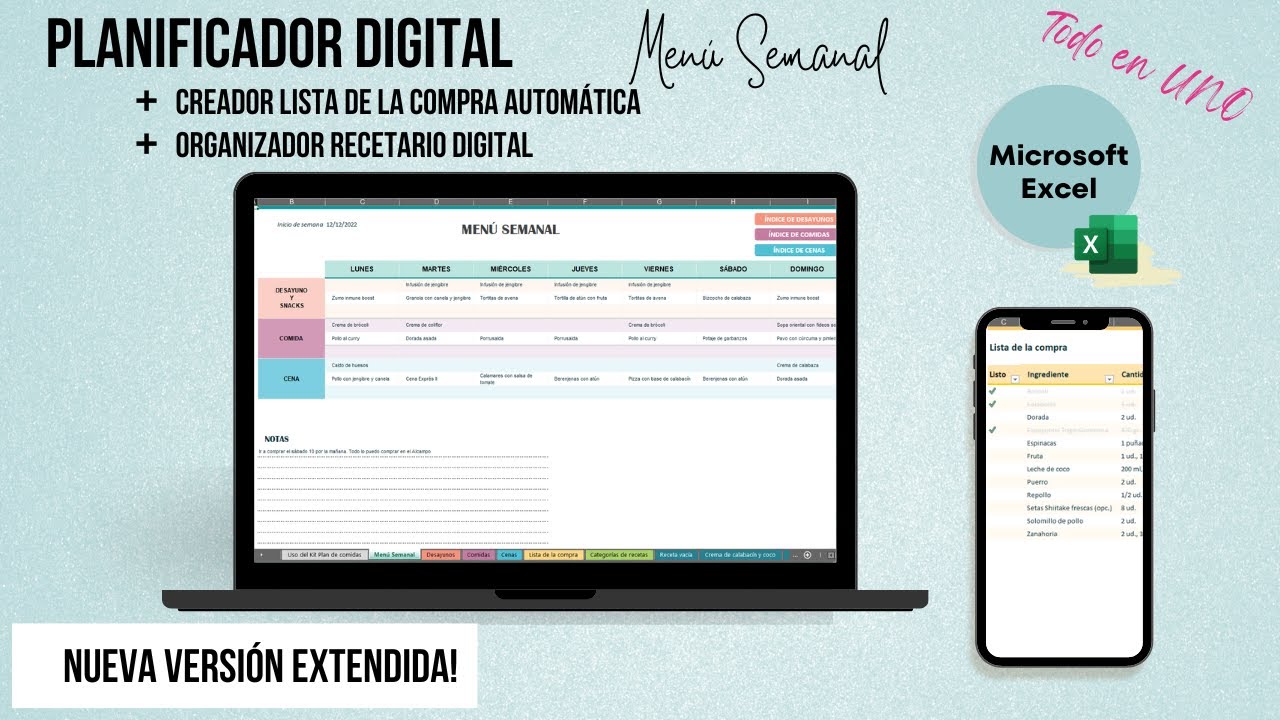 Planificador Menú Semanal y generador de la lista de la compra automatizado