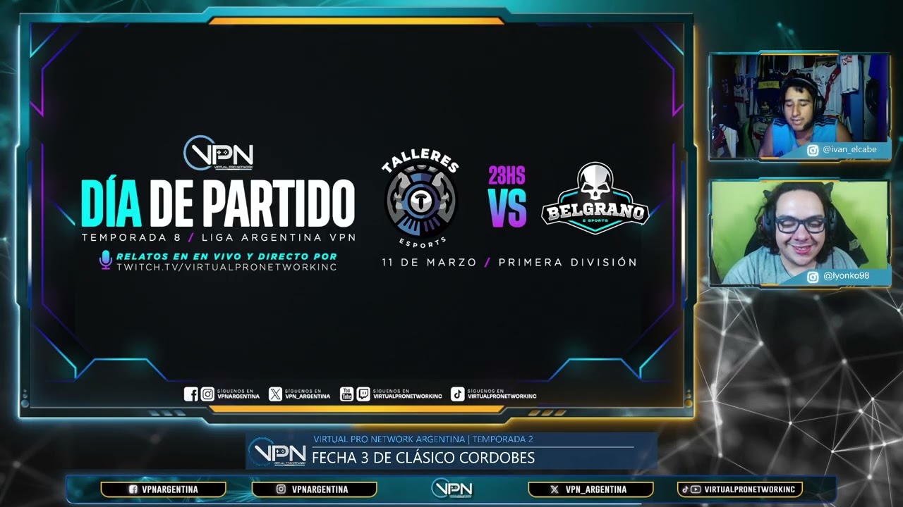 VPN Argentina | Liga ArgentinaT8 Primera División | Talleres Esports 🆚 Belgrano Esports & Riestr