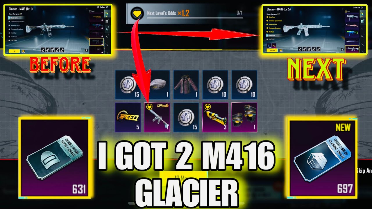 New premium crate opening I got 2 M416 glacier 697 classic 631 supply crate opening