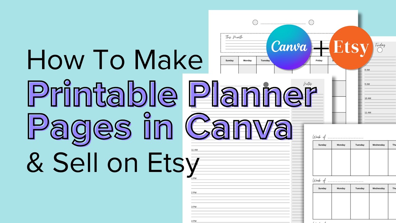 Как создать готовые к печати страницы планировщика в Canva и продавать их на ETSY | Бизнес цифров...