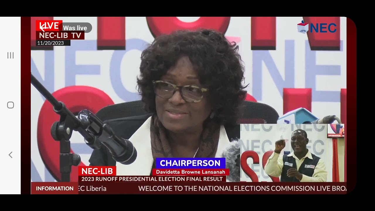 ОКОНЧАТЕЛЬНЫЕ РЕЗУЛЬТАТЫ ВТОРОГО ТУРА ПРЕЗИДЕНТСКИХ ВЫБОРОВ В ЛИБЕРИИ 2023 ГОДА, ПОДВЕДЕННЫЕ NEC ...