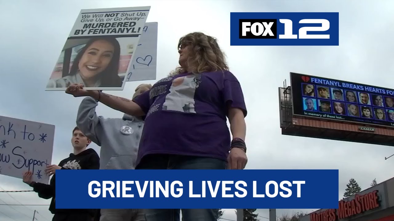 Families gather with signs to grieve loved ones, raise awareness about fentanyl in SW Portland
