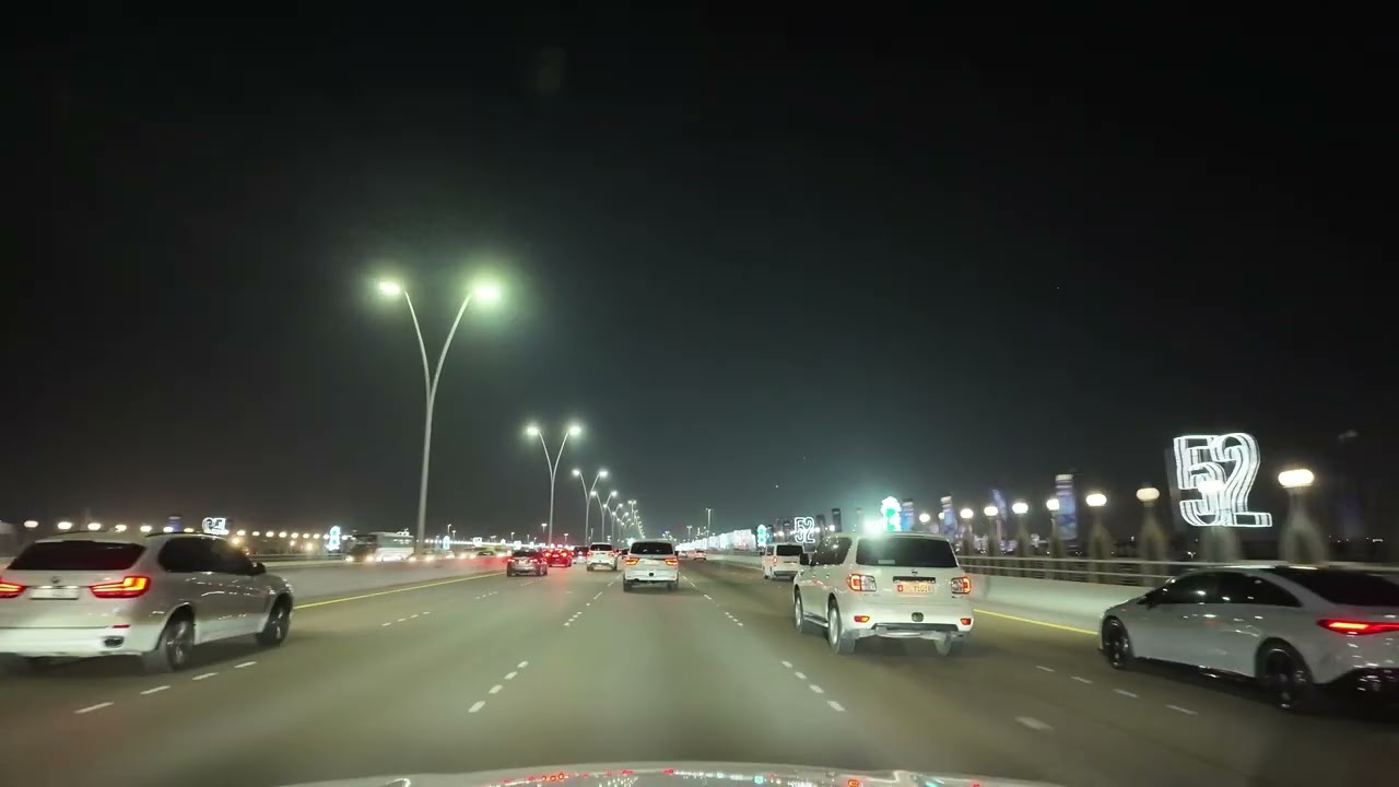 【4K HDR】Night Drive on Abu Dhabi Streets