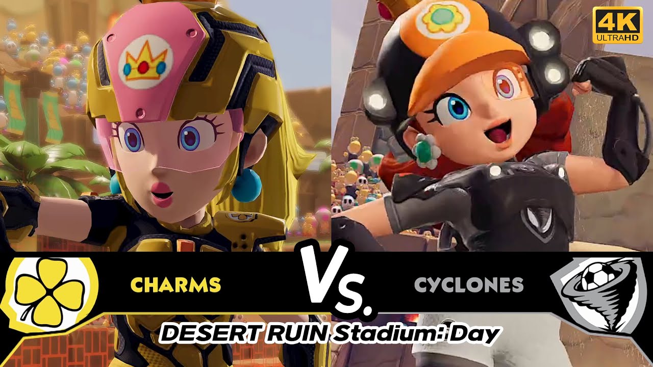Mario Strikers: Battle League - Peach Vs. DAisy in DESERT RUIN | 4K