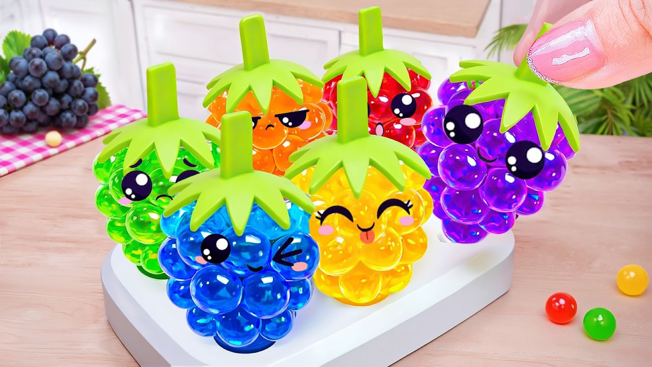 Cute Rainbow Grape Jelly Pops 🌈🍇 Tiny Rainbow Fruit Jelly Recipe 🍭 Mini Sugar