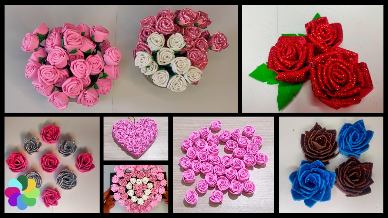 4 Easiest Tricks for Beautiful Rose Flower Making using Foam Paper Crafts | Time Saving Hacks