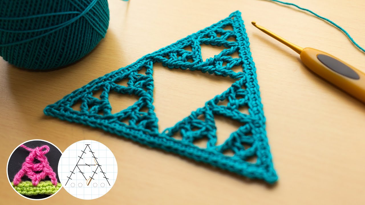 How to crochet Triangular Tiles Stitch and Sierpiński Triangle Motif