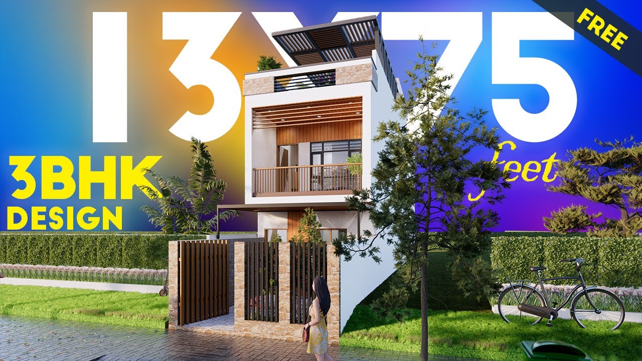 13X75 Feet House Design With 4 Bedroom New Style House Plan