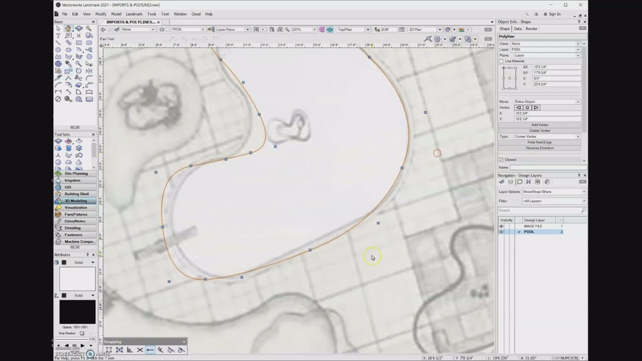 3.1d Polyline tool - Vectorworks 2023