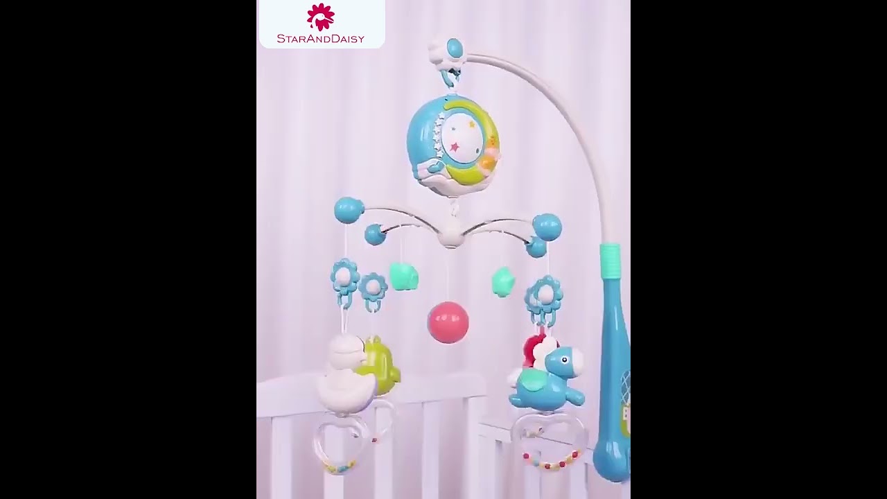 Multifunction night light moon bed bell toy rattle set plastic for baby