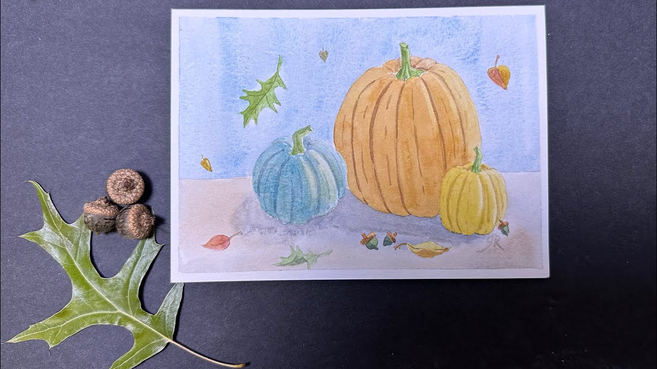 Paint an Autumn Pumpkin Scene with Watercolours!