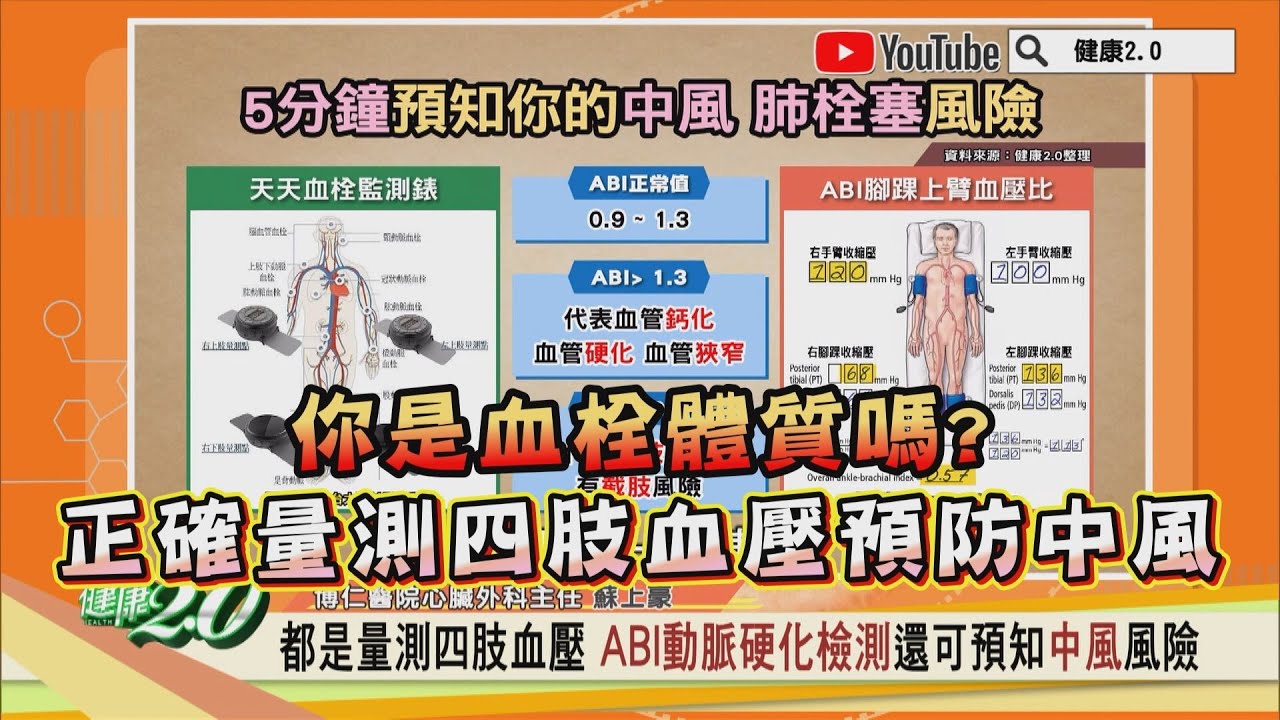 你是 血栓體質 嗎 ？ 正確量測四肢血壓 預防中風 健康2.0 精華