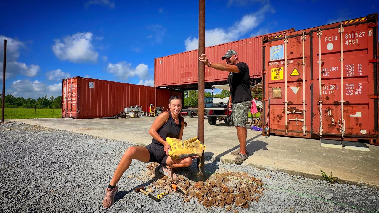 Shipping Container Workshop | Dry Pour Concrete Structural Supports