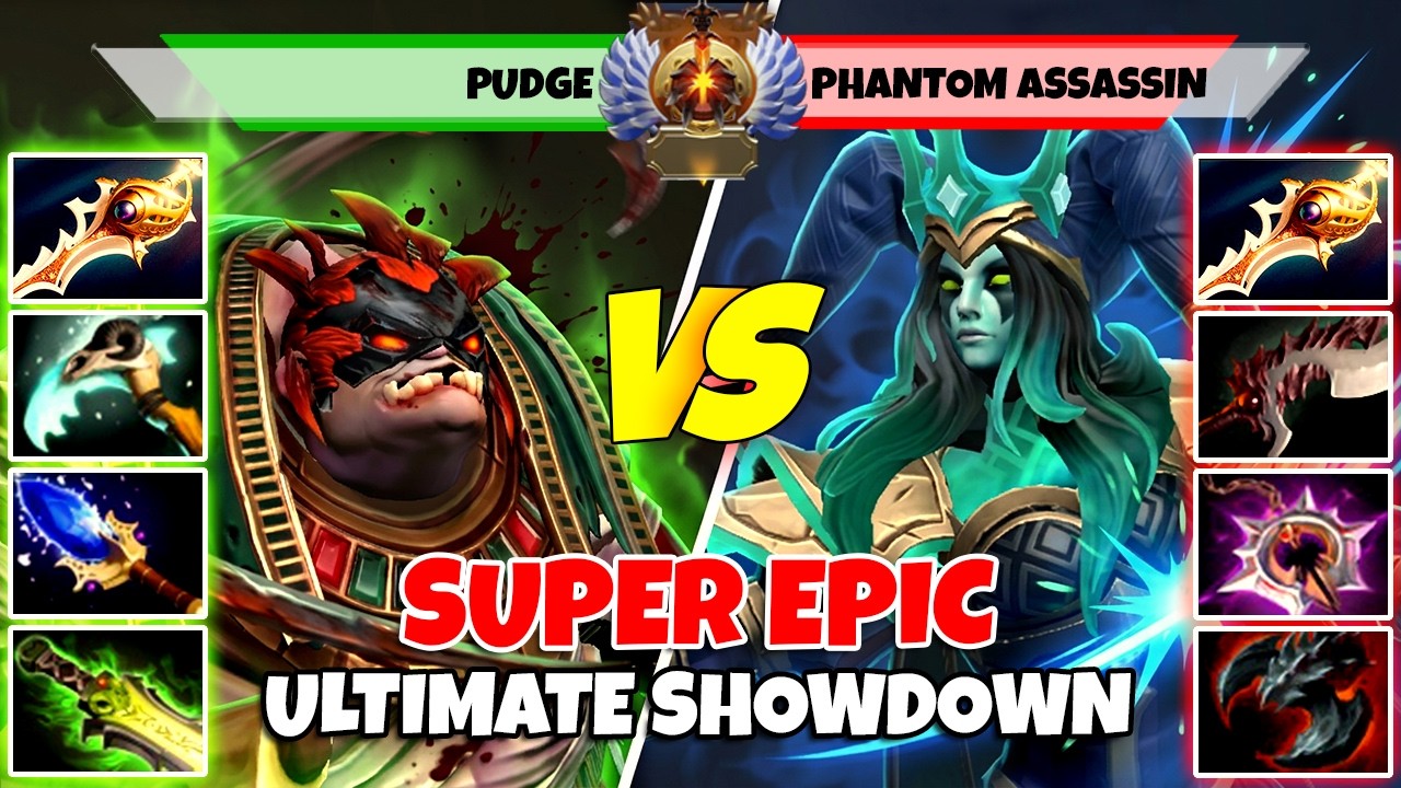 PUDGE (Support) vs PHANTOM ASSASSIN (Carry) - Epic Battle Of Immortal Rank Dota 2 Players - Z Dota 2