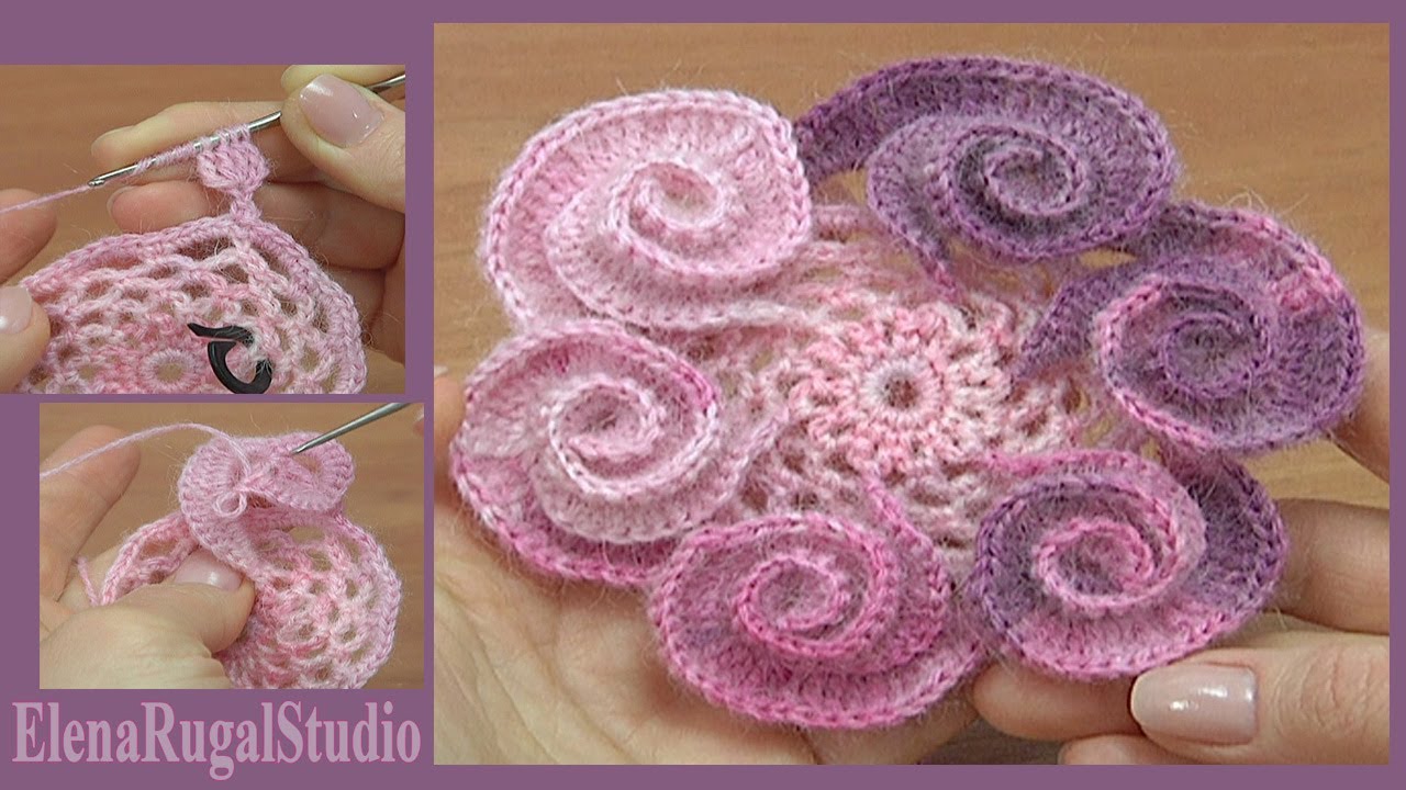 Crochet 3D Flower With Mesh