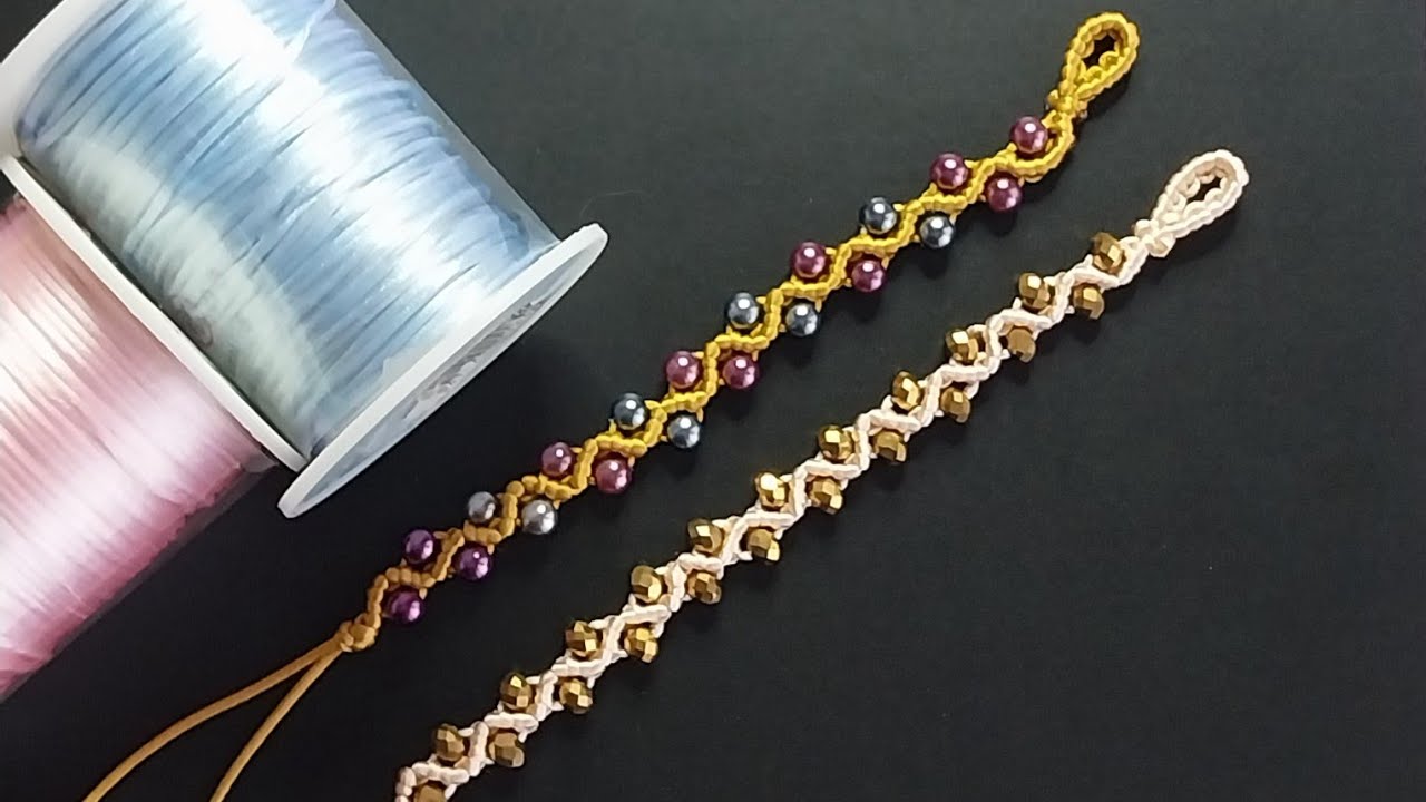 COMO HACER PULSERA DE ZIG ZAG Y CRISTALITOS  DORADOS