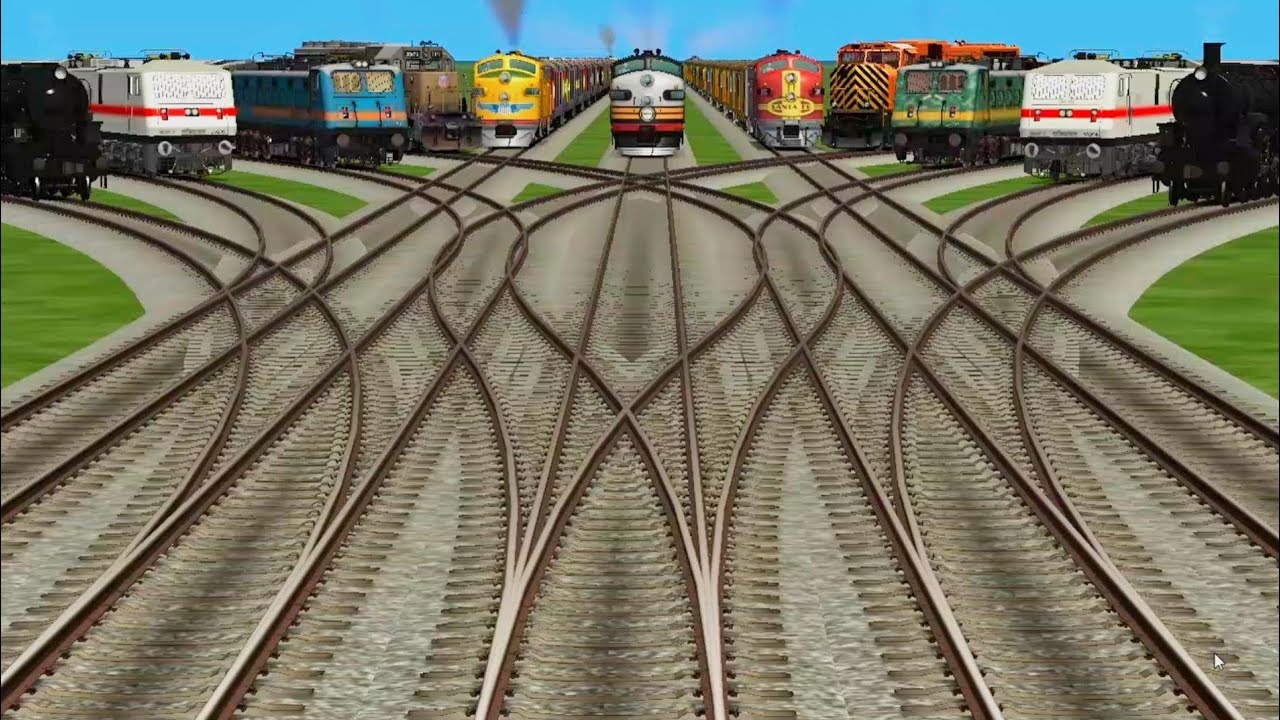 11+ All Realistic Electric & Diesel Trains Run On Higher Railraod Tracks/ magga Railway Crossing 