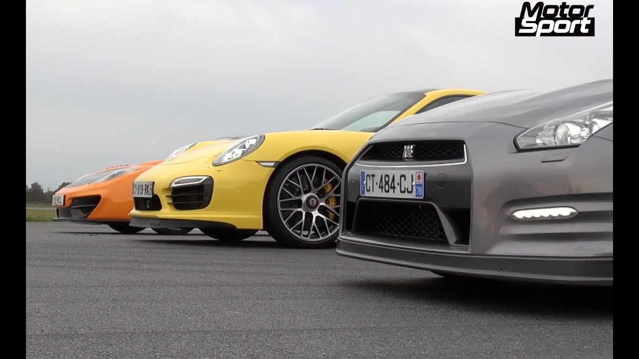 Drag Race : 911 Turbo S VS McLaren 12C VS Nissan GT-R (Motorsport)