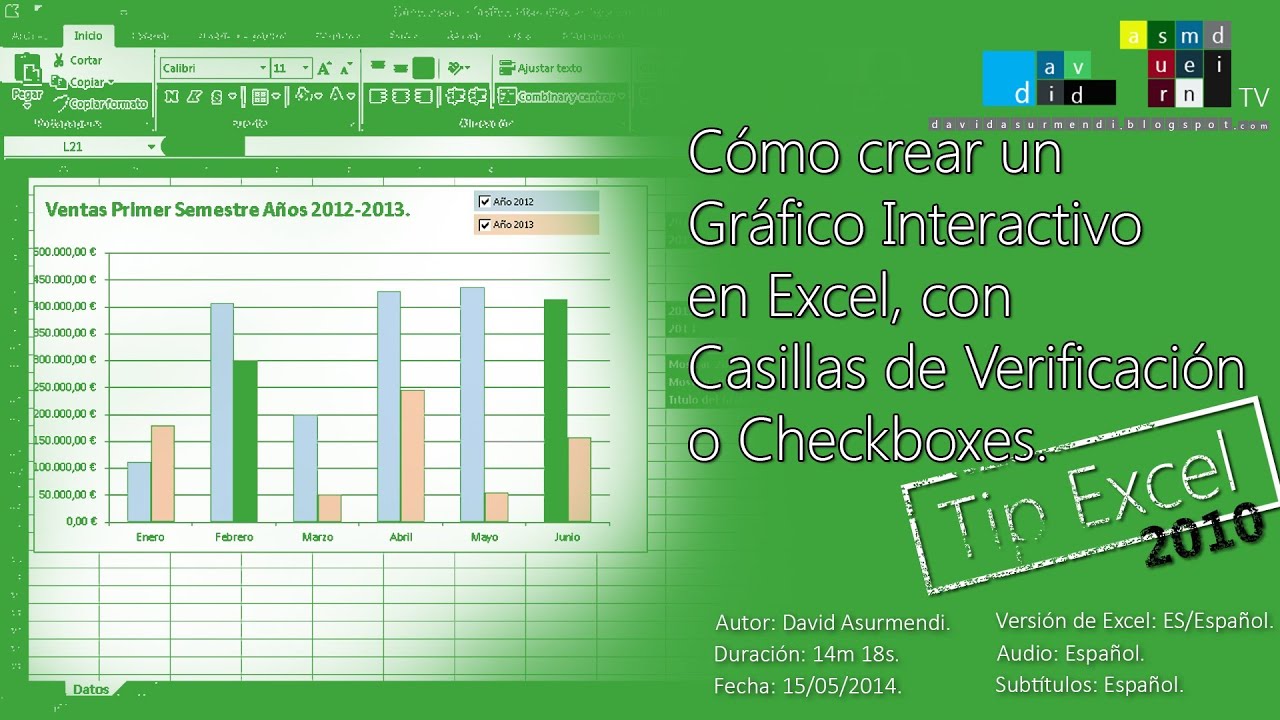 Crear Gráficos y Gráficas Interactivos en Excel 2010 con Casillas de Verificación o Checkboxes.