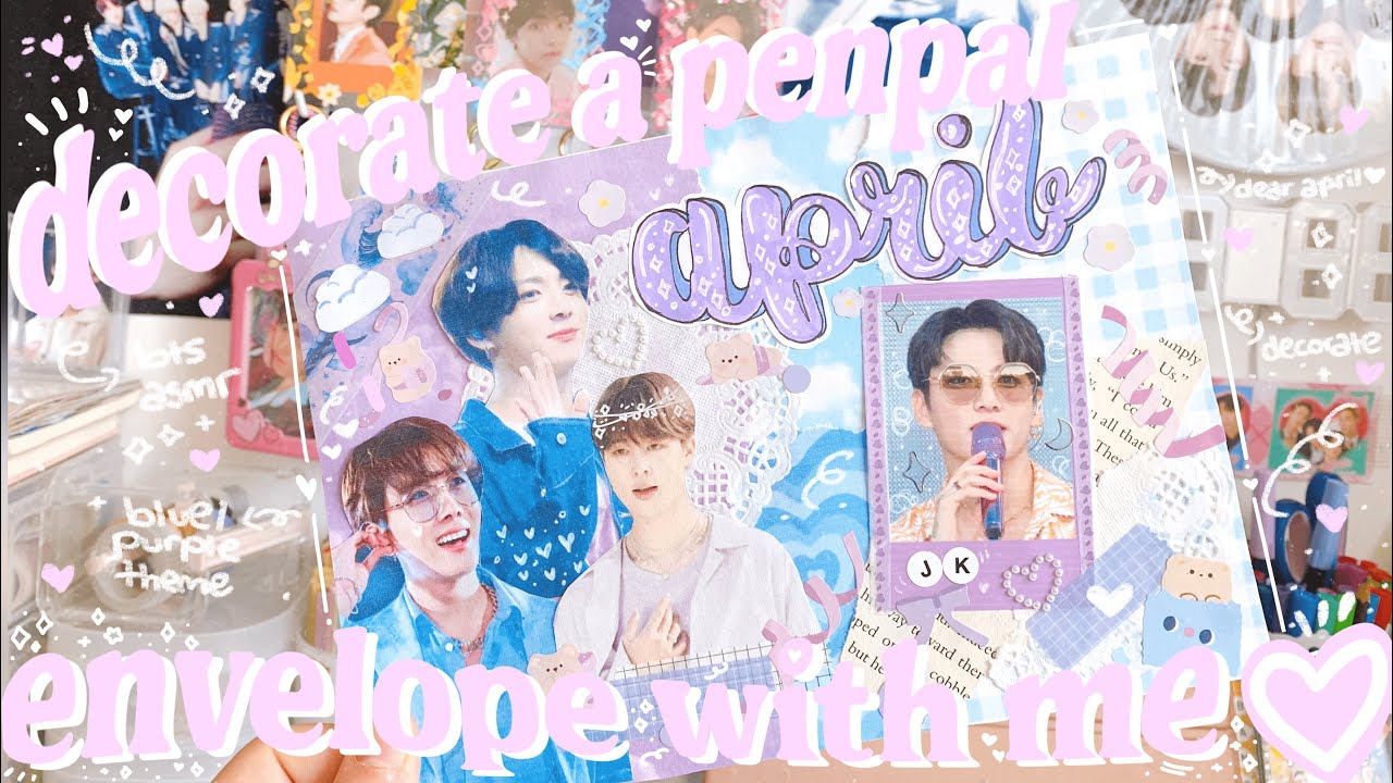 bts asmr penpal with me*:･ﾟ✧🦋blue/purple themed letter: dear april💜
