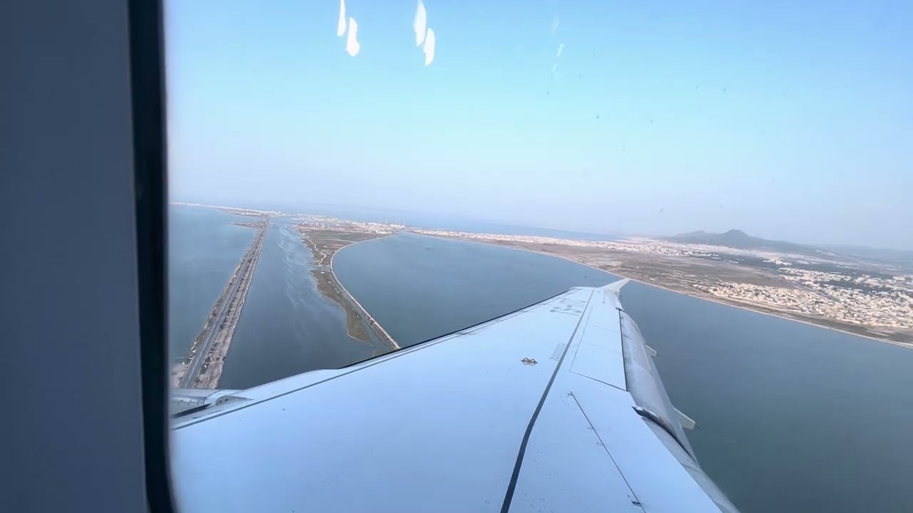 Sunset landing Tunis Carthage DTTA with Tunisair A320-214