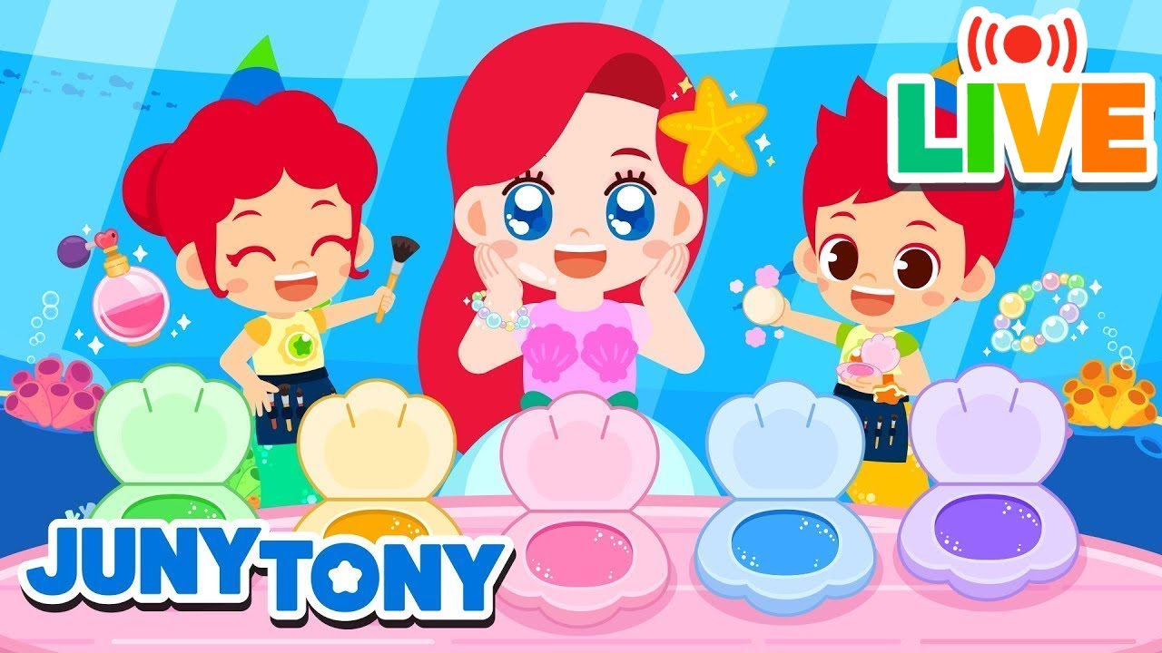 🔴LIVE | Makeup Artist Under the Sea | The Little Mermaid's Makeup | Kids Songs | JunyTony