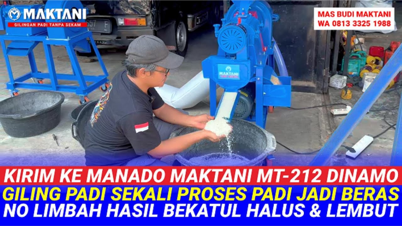 Siap Kirim Ke MANADO Giling Padi MAKTANI MT212 Dinamo Selep Sekali Proses Tanpa Limbah Sekam