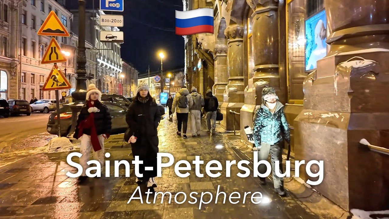🇷🇺 Saint-Petersburg City Walk and Atmosphere in 4K: Winter Evening in a Center | Russia