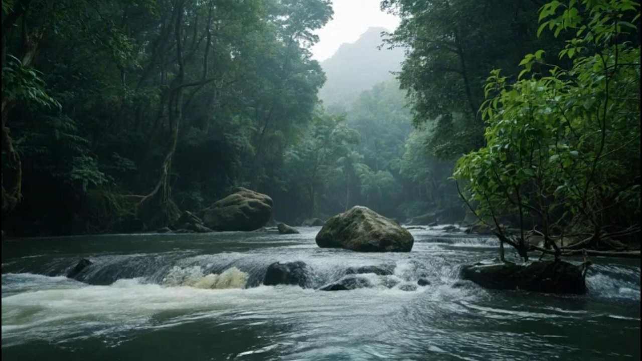 Jungle Creek ASMR 💦🌿 Clear Water + Mossy Rocks | Calm Background Noise
