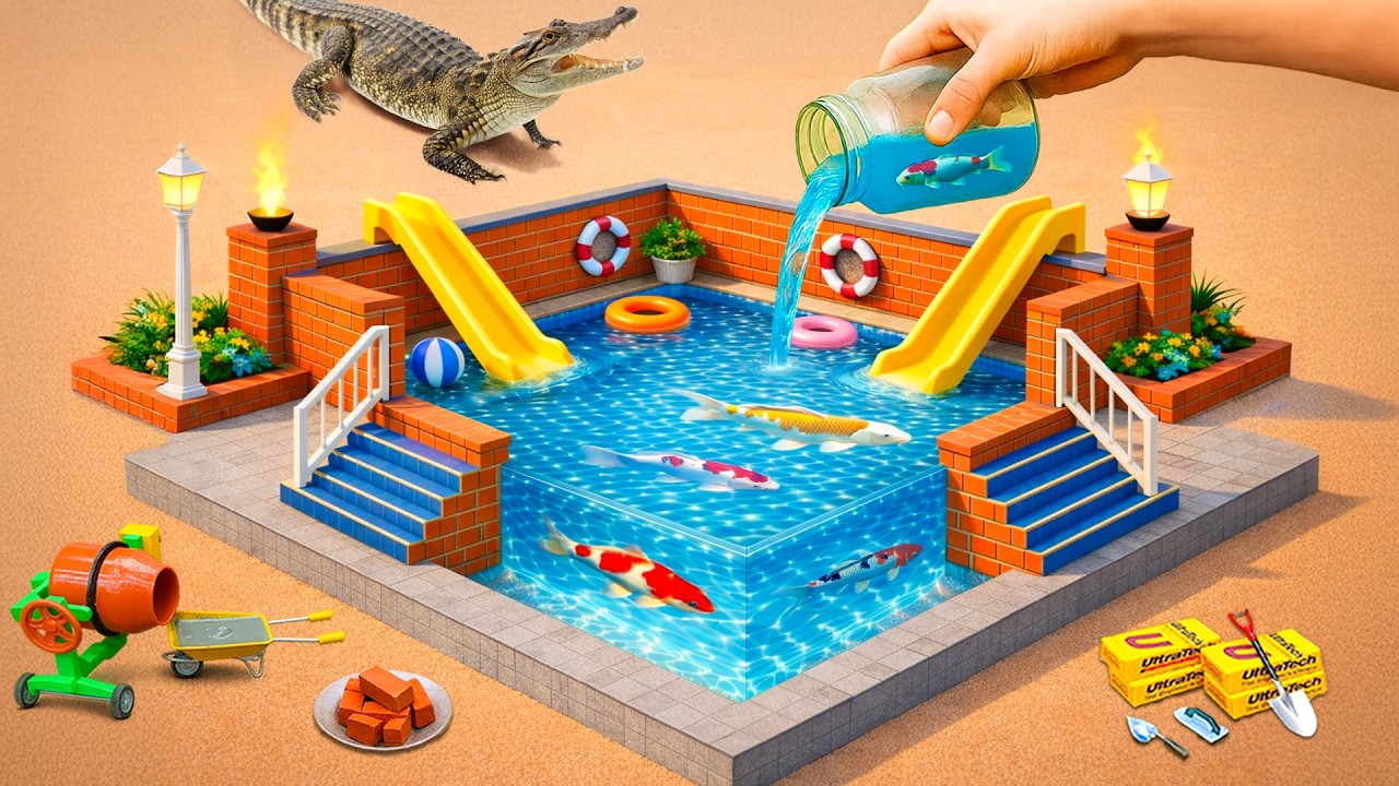 Mini Koi Pool DESTROYED by Crocodile – Epic Science Rebuild! @MinMinTractor