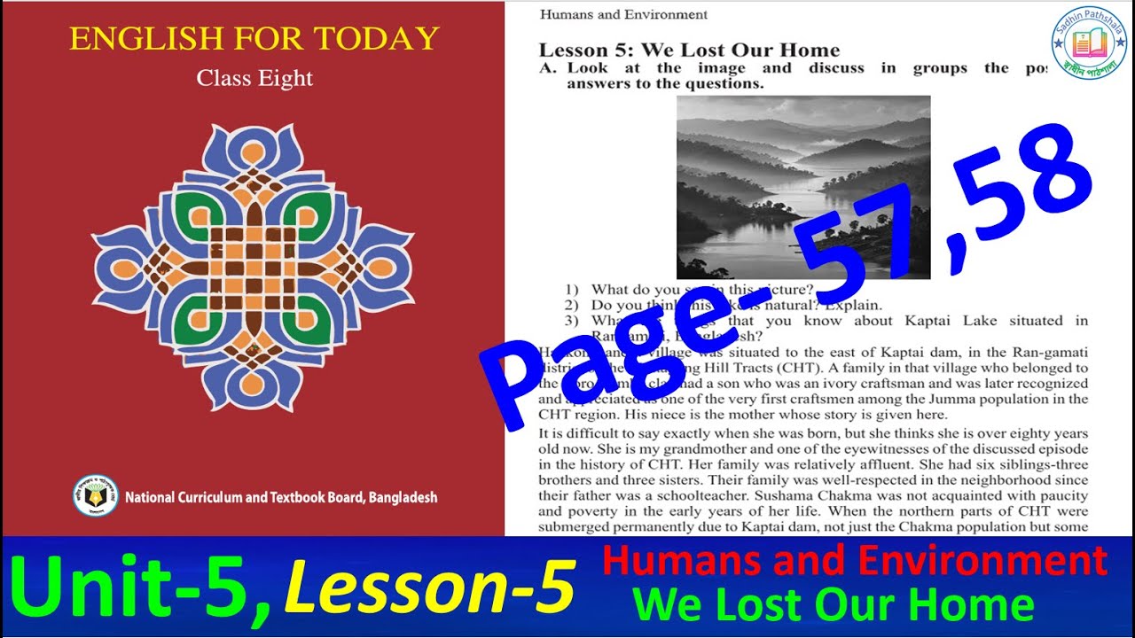 class 8 english unit 5 lesson 5 page 57,58 2025 || english class 8 page 57/58 we lost our home ||