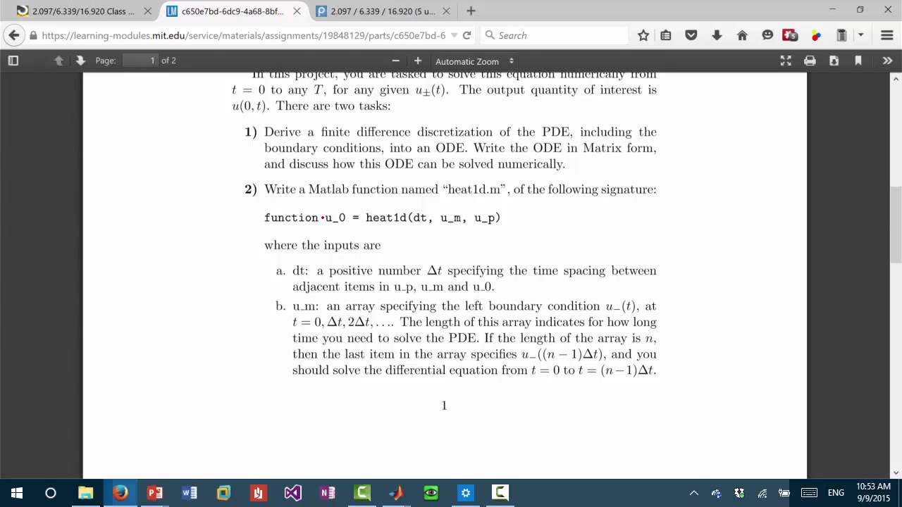 MIT 2.097/6.339/16.920 Numerical Methods for Partial Differential Equations Lecture 1: Project 0